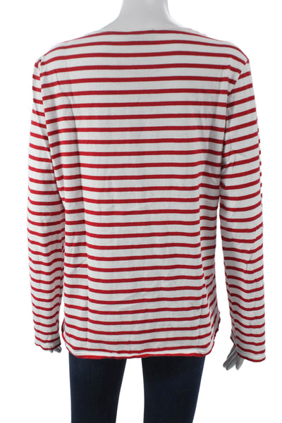 Saint James L'Atelier Women Striped Boat Neck T-Shirt Long Sleeve Size S