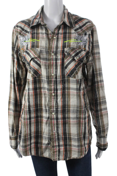 Levis Mens Buttoned Down Plaid Collared Cotton Long Sleeve Multicolor Size S