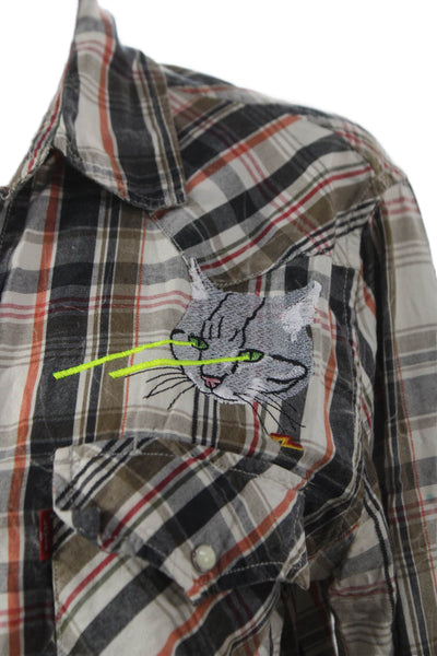 Levis Mens Buttoned Down Plaid Collared Cotton Long Sleeve Multicolor Size S