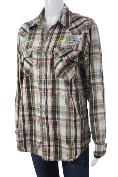 Levis Mens Buttoned Down Plaid Collared Cotton Long Sleeve Multicolor Size S