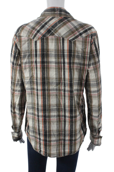 Levis Mens Buttoned Down Plaid Collared Cotton Long Sleeve Multicolor Size S