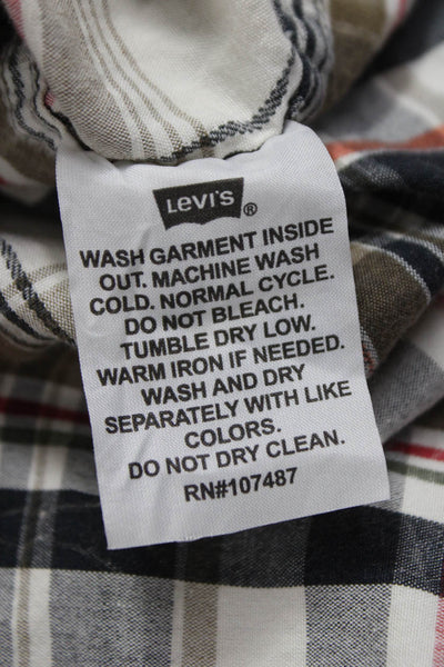 Levis Mens Buttoned Down Plaid Collared Cotton Long Sleeve Multicolor Size S