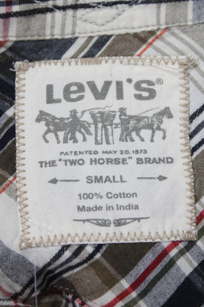 Levis Mens Buttoned Down Plaid Collared Cotton Long Sleeve Multicolor Size S