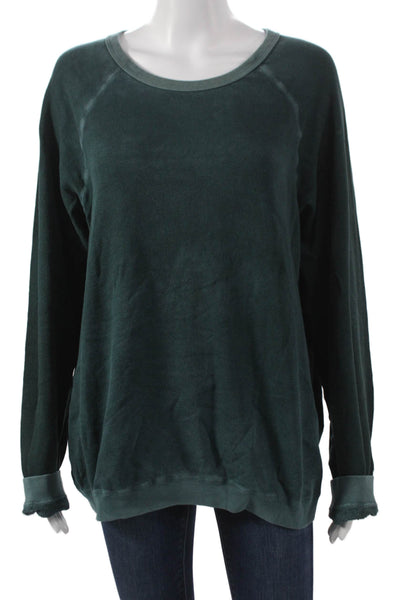 FREE CITY Unisex Adults Pullover Sweatshirt Green Crew Neck 100% Cotton Size L