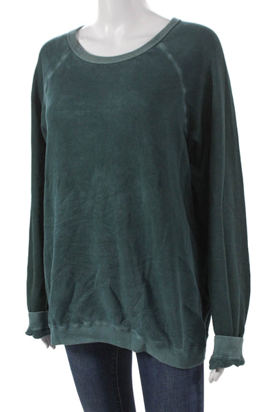 FREE CITY Unisex Adults Pullover Sweatshirt Green Crew Neck 100% Cotton Size L