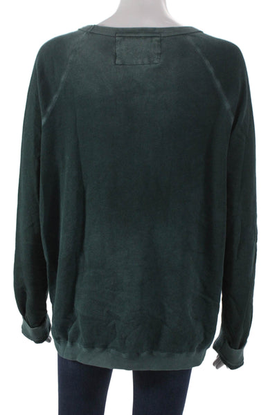 FREE CITY Unisex Adults Pullover Sweatshirt Green Crew Neck 100% Cotton Size L