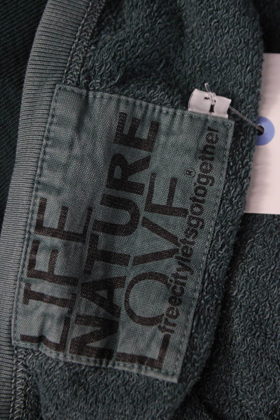 FREE CITY Unisex Adults Pullover Sweatshirt Green Crew Neck 100% Cotton Size L