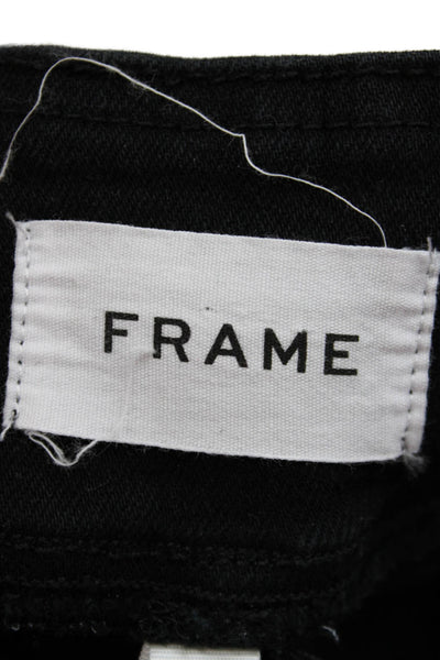 Frame Womens Flared Black Jeans Mid Rise Cotton Blend Size 1