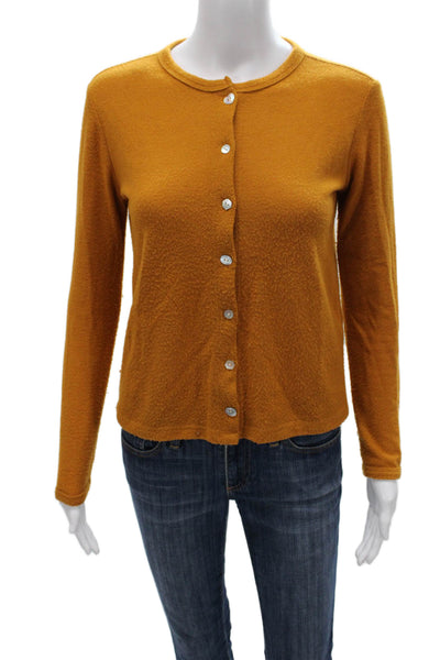Donni Womens Cardigan Orange Rayon Blend Long Sleeve Round Neck Size S