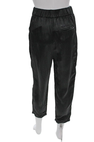 Zara Women Black Satin Ankle Pants Pull On Inseam 21 Size XS