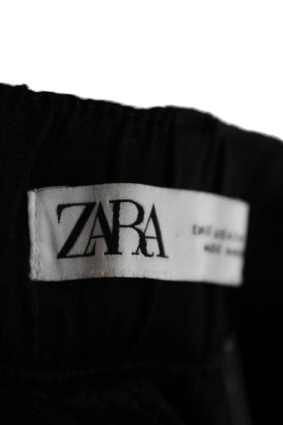 Zara Women Black Satin Ankle Pants Pull On Inseam 21 Size XS