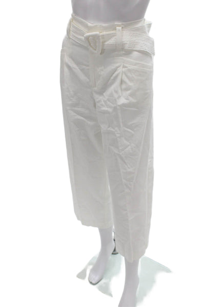 Zara Womens Cropped White Cotton Pants Size XS