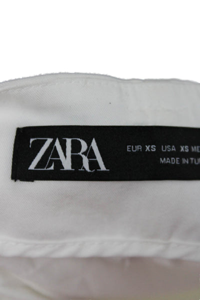 Zara Womens Cropped White Cotton Pants Size XS