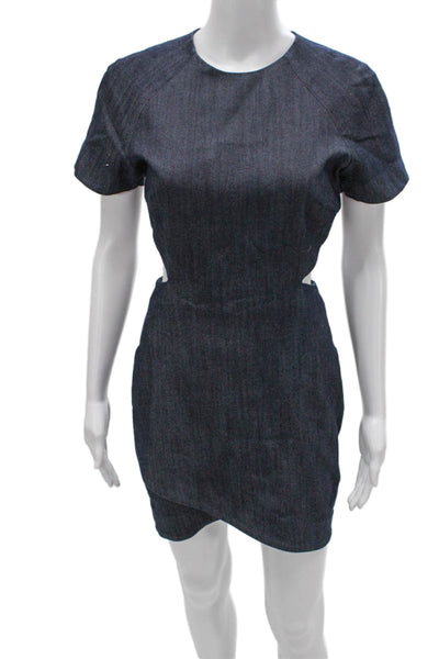 Elizabeth & James Women Blue Cotton Sheath Dress Knee Length Size 6