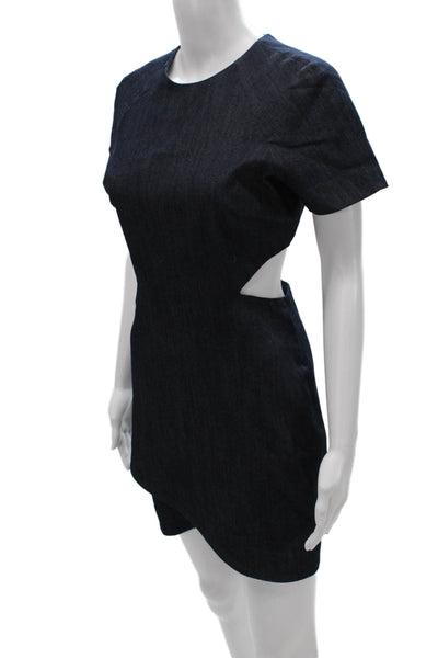 Elizabeth & James Women Blue Cotton Sheath Dress Knee Length Size 6