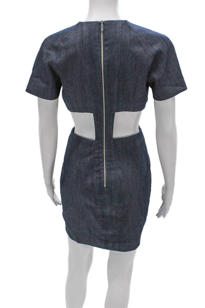 Elizabeth & James Women Blue Cotton Sheath Dress Knee Length Size 6