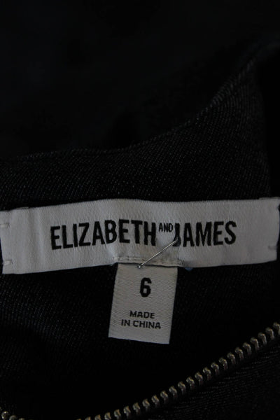Elizabeth & James Women Blue Cotton Sheath Dress Knee Length Size 6