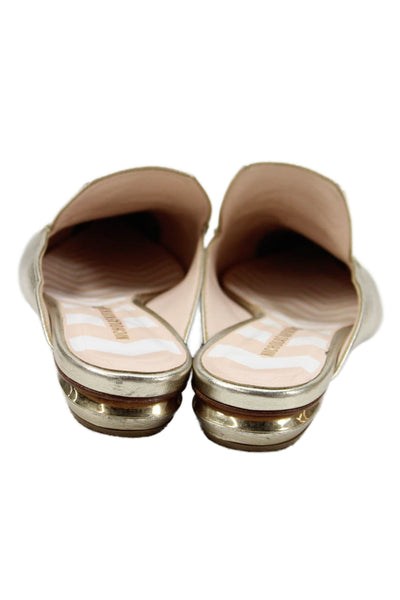 Nicholas Kirkwood Womens Leather Pointed Toe Mule Flats Gold Size 37.5 7.5