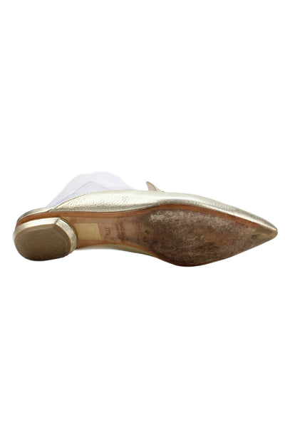 Nicholas Kirkwood Womens Leather Pointed Toe Mule Flats Gold Size 37.5 7.5