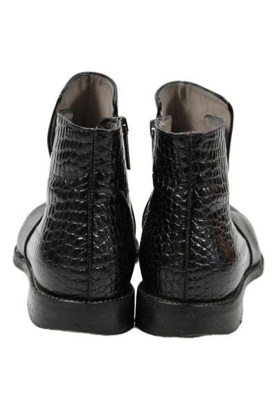 Aquatalia By Marvin K Womens Leather Crocodile Print Ankle Boots Black Size 7.5