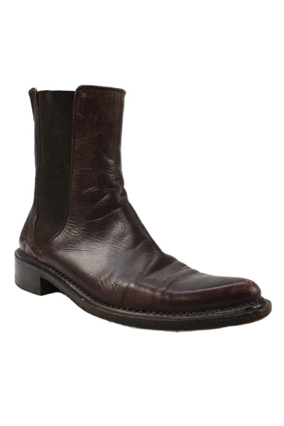 Rocco P. Womens Leather Stretch Inset Ankle Boots Brown Size 37.5 7.5