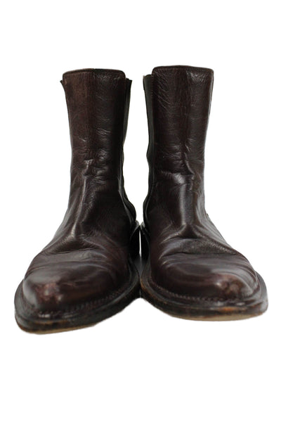 Rocco P. Womens Leather Stretch Inset Ankle Boots Brown Size 37.5 7.5