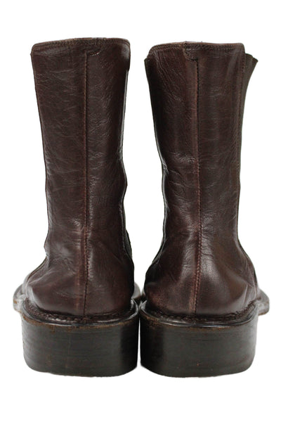 Rocco P. Womens Leather Stretch Inset Ankle Boots Brown Size 37.5 7.5