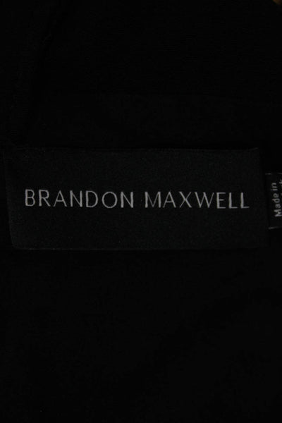Brandon Maxwell Women Black Polyester Boat Neck Long Sleeve Blouse Zip Size S