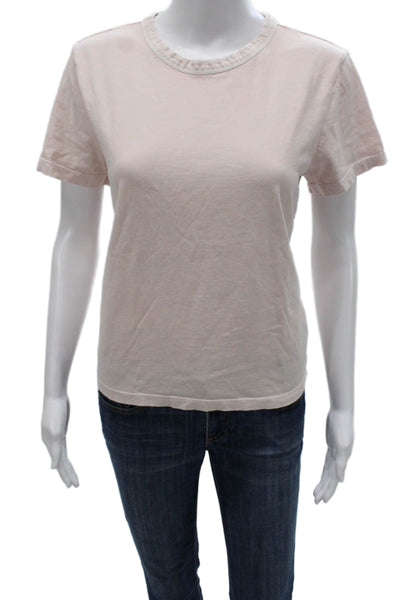 Madewell Women Pink Basic Cotton Crew Neck Short Sleeve T-Shirt Size M