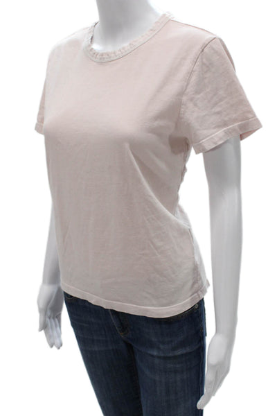 Madewell Women Pink Basic Cotton Crew Neck Short Sleeve T-Shirt Size M