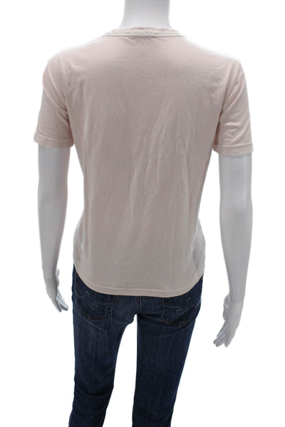 Madewell Women Pink Basic Cotton Crew Neck Short Sleeve T-Shirt Size M