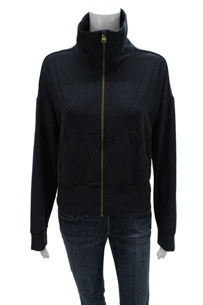Rhone Womens Blue Windbreaker Zip Mock Neck Long Sleeve Size M