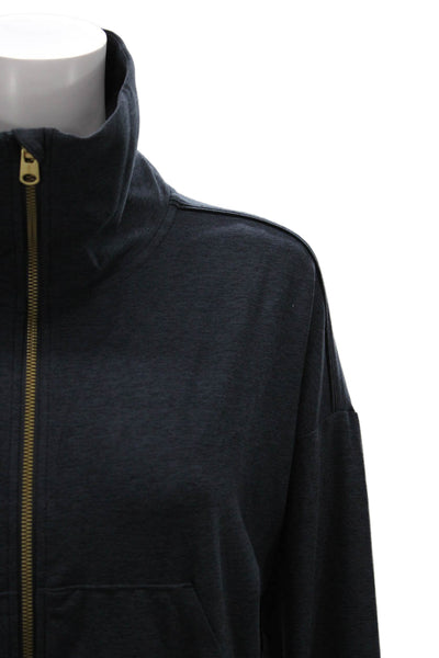 Rhone Womens Blue Windbreaker Zip Mock Neck Long Sleeve Size M