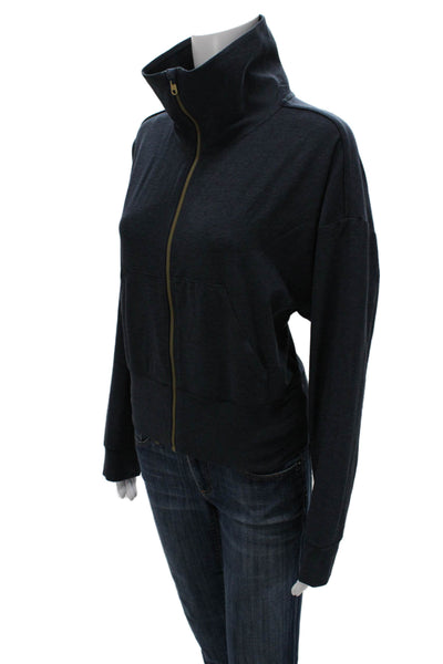 Rhone Womens Blue Windbreaker Zip Mock Neck Long Sleeve Size M