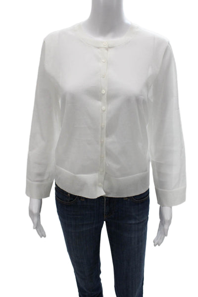 Simkhai Womens Cardigan White Knit Round Neck Long Sleeve Size L