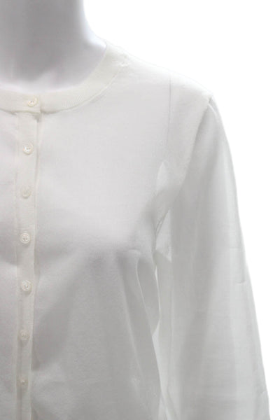 Simkhai Womens Cardigan White Knit Round Neck Long Sleeve Size L