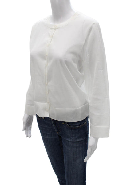 Simkhai Womens Cardigan White Knit Round Neck Long Sleeve Size L