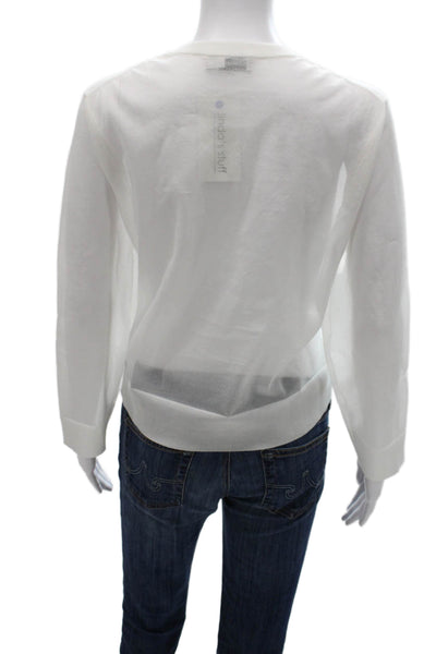 Simkhai Womens Cardigan White Knit Round Neck Long Sleeve Size L