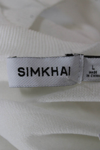 Simkhai Womens Cardigan White Knit Round Neck Long Sleeve Size L