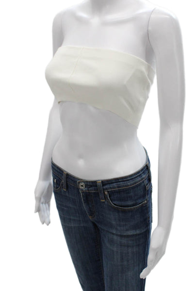 Simkhai Womens Cropped Off the Shoulder Tank Sleeveless White Polyester Size S