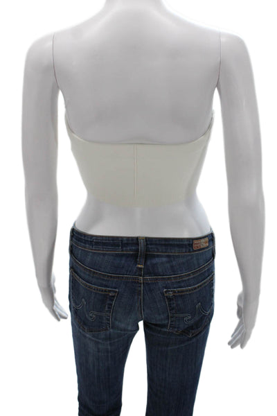 Simkhai Womens Cropped Off the Shoulder Tank Sleeveless White Polyester Size S