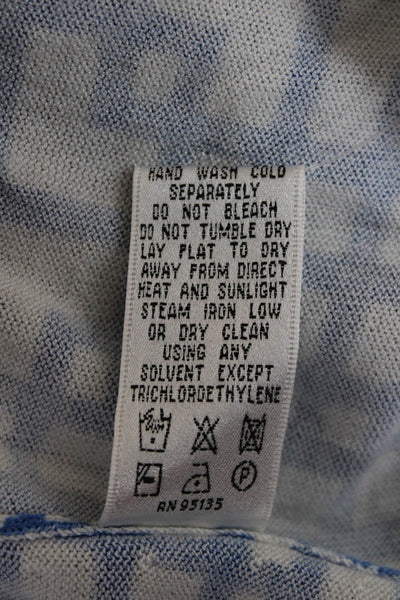 Lafayette 148 New York Womens Blue V-Neck 3/4 Sleeve Blouse Size M