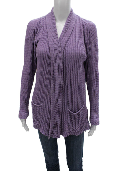 Lafayette 148 New York Women Cardigan Sweater Purple Cotton Collared Size M