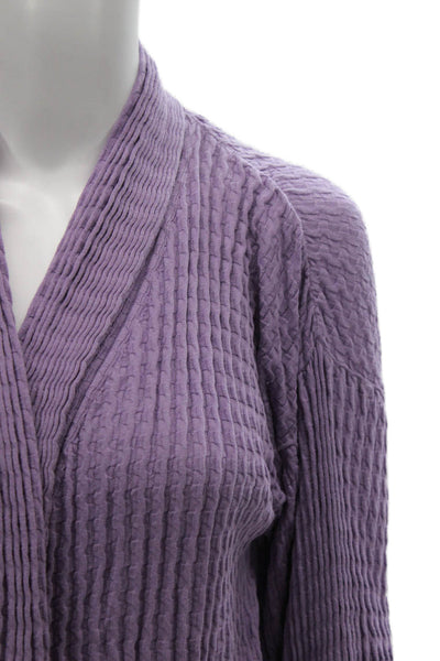 Lafayette 148 New York Women Cardigan Sweater Purple Cotton Collared Size M