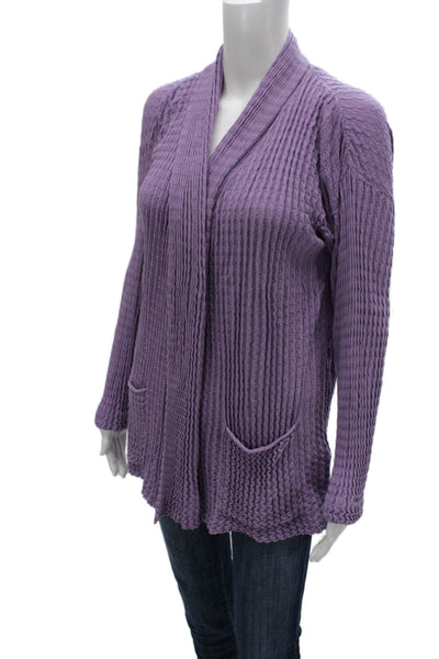 Lafayette 148 New York Women Cardigan Sweater Purple Cotton Collared Size M