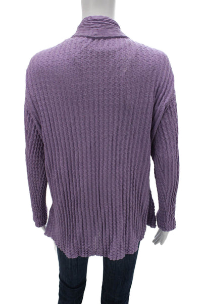 Lafayette 148 New York Women Cardigan Sweater Purple Cotton Collared Size M