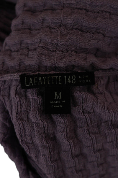 Lafayette 148 New York Women Cardigan Sweater Purple Cotton Collared Size M