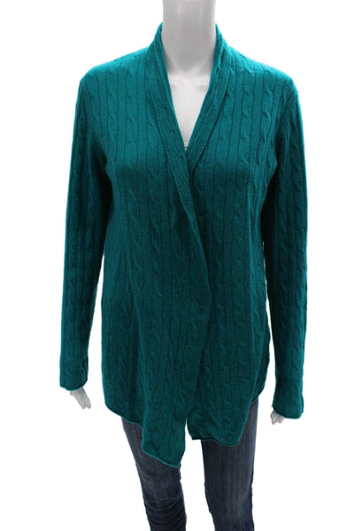 Sutton Cashmere Women Green Collared Cashmere Cardigan Size M