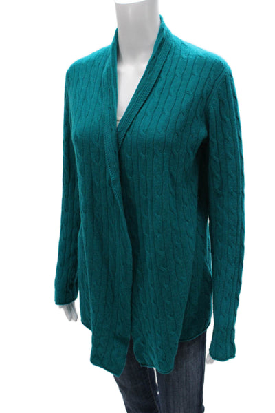 Sutton Cashmere Women Green Collared Cashmere Cardigan Size M