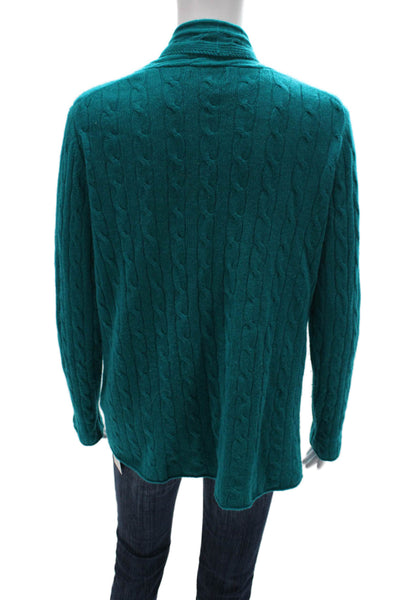 Sutton Cashmere Women Green Collared Cashmere Cardigan Size M